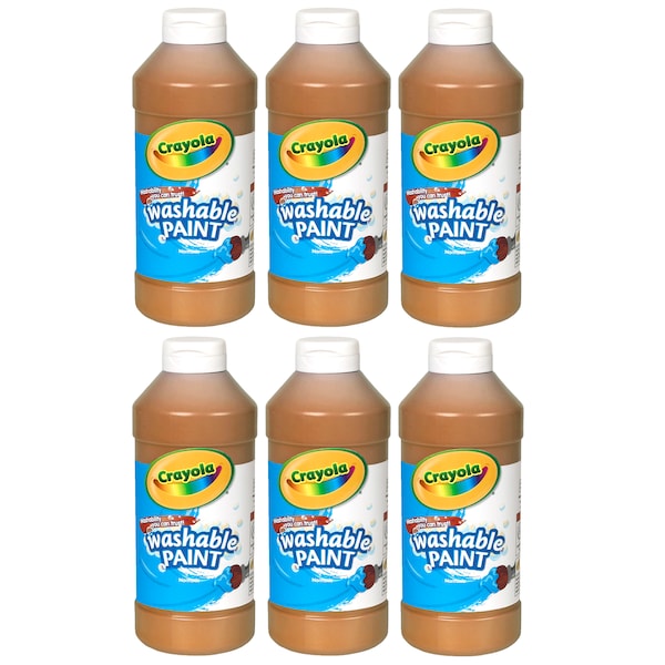 Crayola Washable Paint, Brown, 16 oz. Bottles, PK6 5420167007 - main